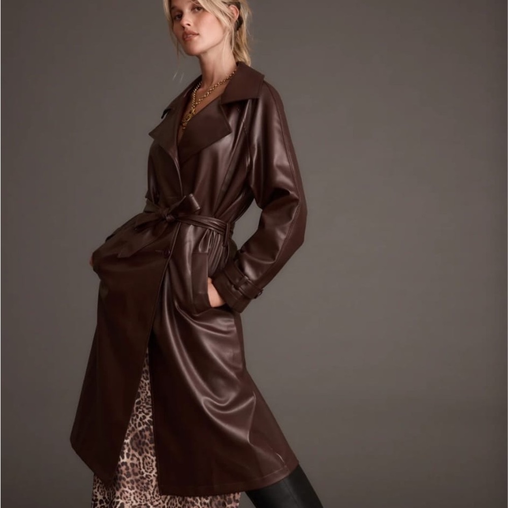 12th Tribe Dark Brown Leather Trench Coat